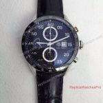 Swiss Grade Copy Tag Heuer Carrera Calibre 16 Chronograph Watch Black Face Leather